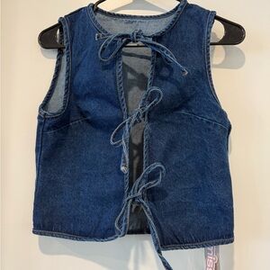 NWT Missguided Jean Tie Top